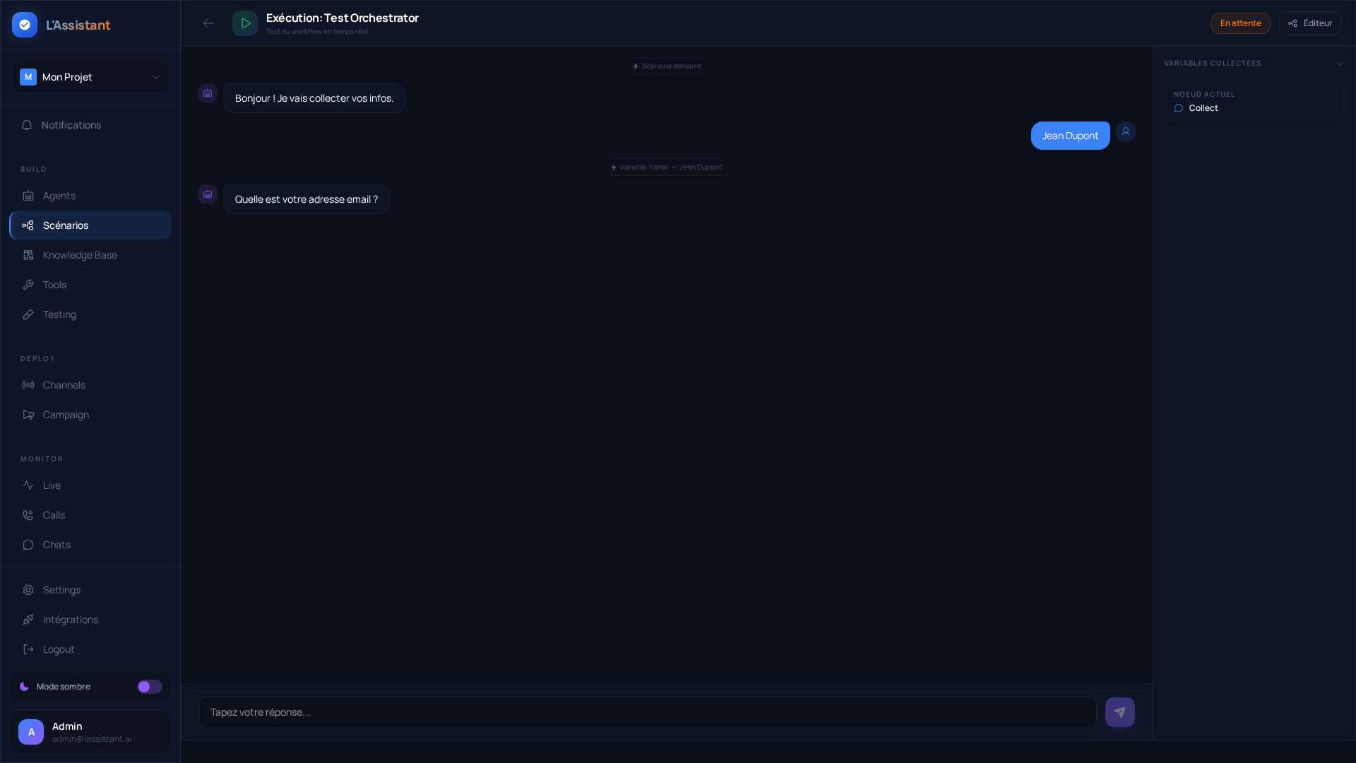 Execution de scenario
